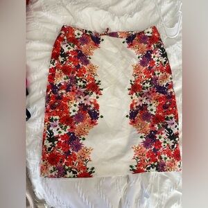 Marisa Christina Floral Pencil Skirt - Red, Purple, White